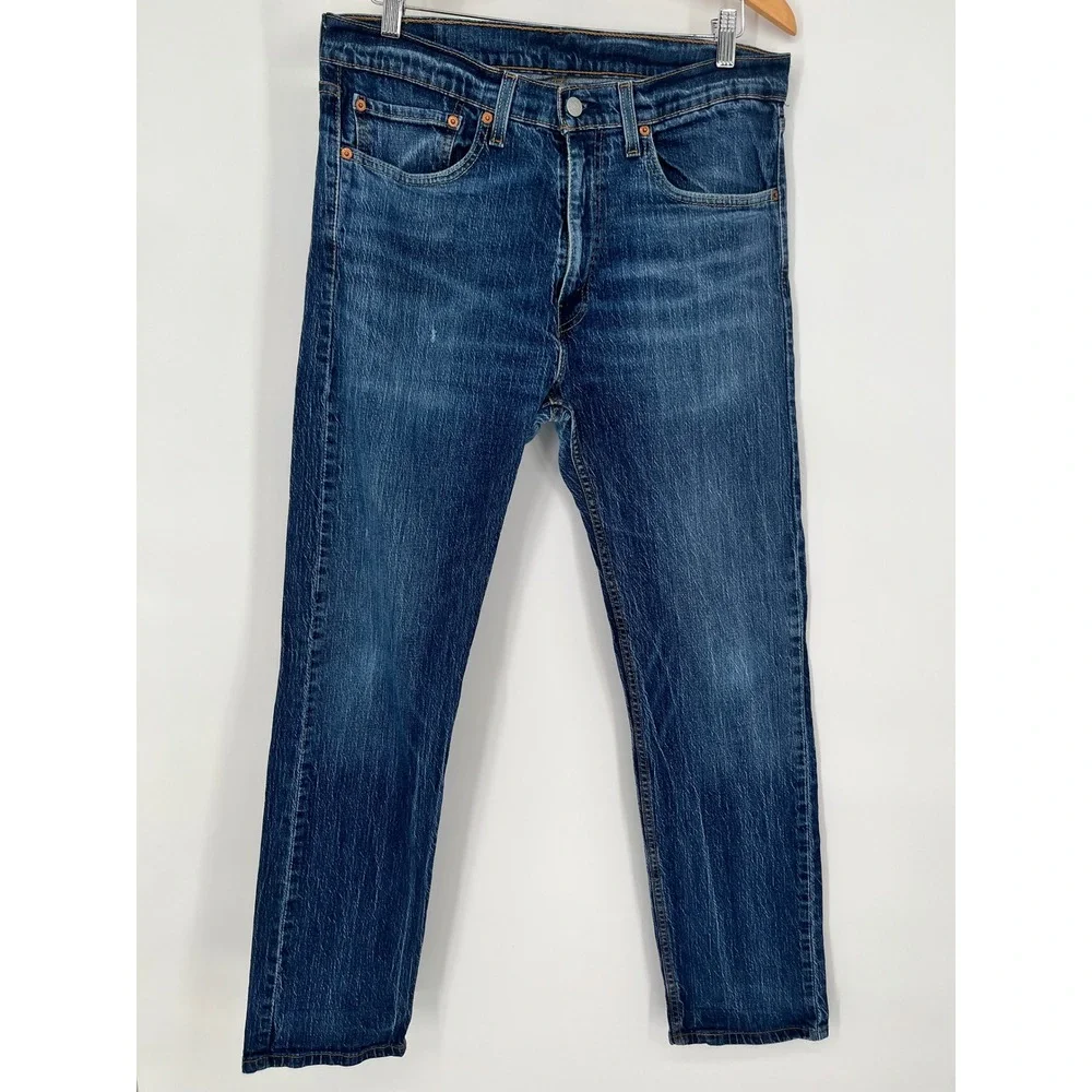 LEVIS 505 Regular Fit Jeans Mens 34x32 Blue Straight Leg Denim